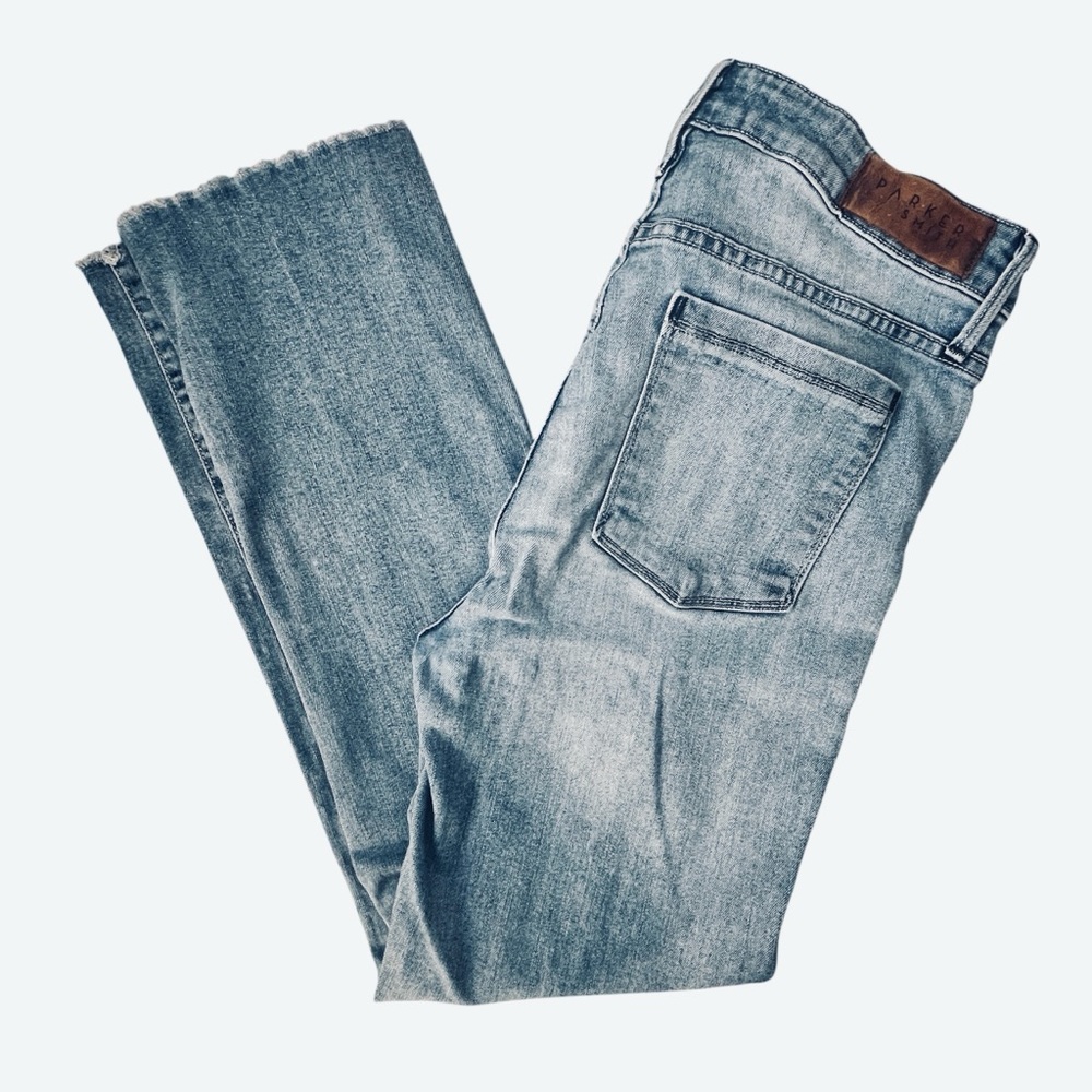 Parker Smith Mid Rise Ankle Crop Light Blue Straight Leg Jeans Sz 28/6 - Picture 7 of 11
